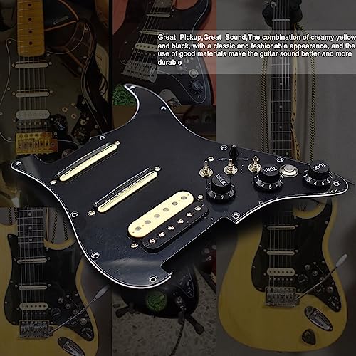 Humbucker Electric Guitar Pickguard Pickup with Singlecut Wiring Loaded Prewired Pickguard SSH Guitar Pickguard Swith Control Scratchplate Assembly for Fender Strat Guitar (Right Hand-Black)