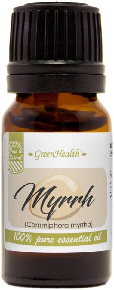 Myrrh Essential Oil 1/3 fl oz (10 ml) Amber Glass Bottle w/Euro Dropper 100% Pure Essential Oil - GreenHealth