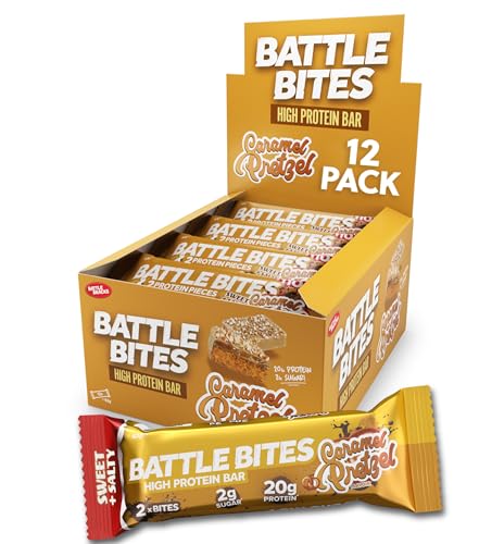 Battle Bites High Protein And Low Carb/Sugar Bars 12 X 62 G - Caramel Pretzel