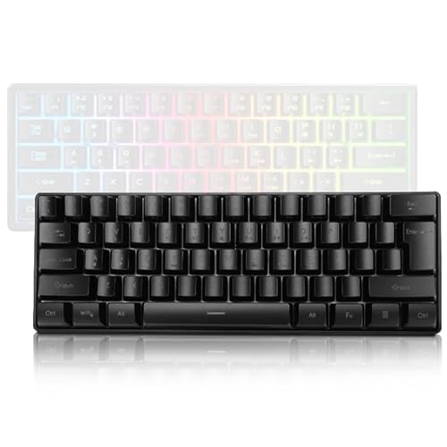 ASHATA Wired Mechanical Gaming Keyboard,RGB Backlit Wired Keyboard Portable 61 Keys USB Wired PC Keyboard,for Home Office Laptop Work Gaming,Plug & Play,Black