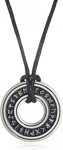 LIKGREAT Collar de runas vikingas, collar con dije de runa nórdica antigua, collar de talismán rúnico nórdico, amuleto de buena suerte, protección