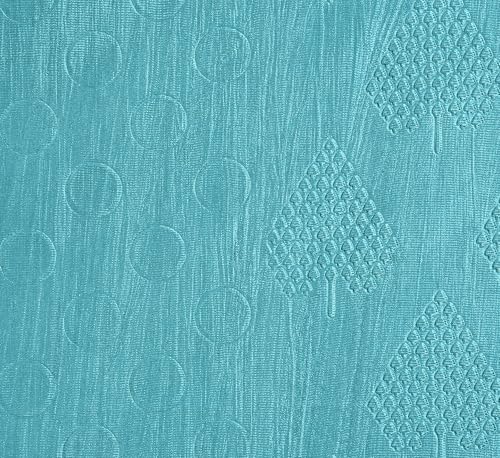 Image of Heavy Long Crush Floral Design Curtains | 7ft Premium Polyester Punching Coin Pattern Curtains for Living Room, Bedroom, Door & Window | Modern Aqua Home Decor Screens | Set of 1 Pieces
