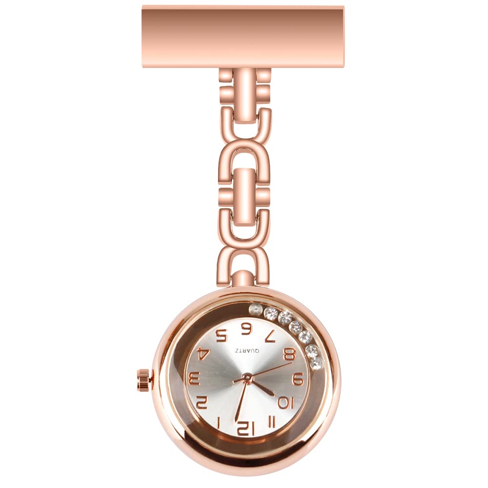 whodoit New Rose Gold Nurse Clip-on Pocket Watch, Portable Nurse Retro Metal Pendant Pocket Watch, Nurse Brooch Pocket Watch for Women…-picture-36