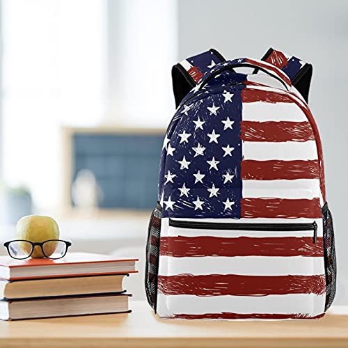 Sac d'école drapeau USA durable et décontracté pour étudiants
