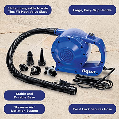 Aqua AC Electric Air Pump – 110v – Heavy Duty Air Pump for Inflatables with 5 Nozzle Attachments – Blue by Aqua LEISURE - Image 7
