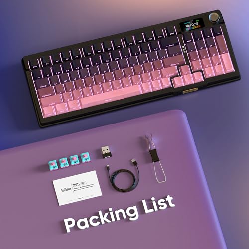 RedThunder K95 Wireless Mechanical Keyboard,TFT Screen & Knob, Trip-Modes Connection, Gasket Custom Hot-Swap Keyboard, RGB Backlit, Pre-lubed Linear Switches, Side Printed PBT Keycaps, Gradient Pink by RedThunder - Image 9
