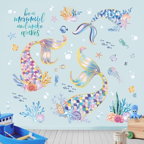 Vinilos Decorativos Colas de Sirena para Pared 30x90 cm miniatura 1