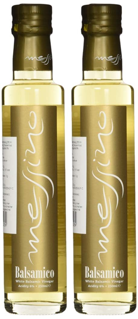 Messino Vinagre Balsámico Blanco – Pack 2 x 250 ml (Total 500 ml) | Vinagre griego con mosto de uva | Ideal para ensaladas, carnes, pasta y postres