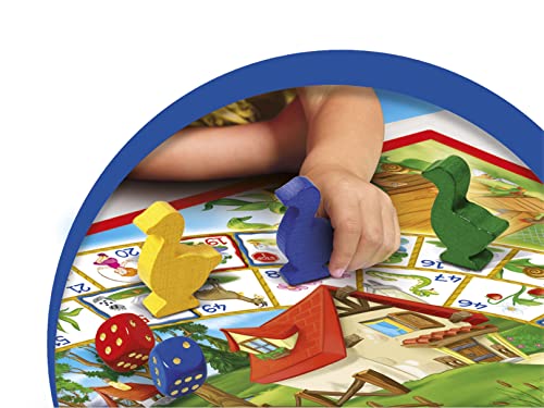 Clementoni-Il Gioco dell'Oca, Giochi da Tavolo Classici di Società per Bambini 6+Anni e Tutta la Famiglia, 2-6 Giocatori con Paperelle in Legno 2 Modalità di Gioco Made in Italy, Lingua Italiana 12927 - 4