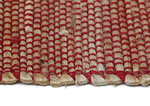 Image of The Home Talk Hand-Made Tablemat - Vintage Mats for Parties, Dining Table, Coasters - Decorative Placemats - 100% Jute Natural Fibers - Pack of 4 (13 x 19 Inches - Red)
