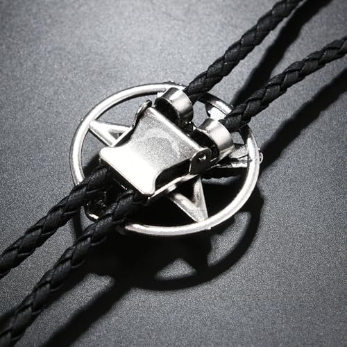 Image of Joxevyia Bolo Tie for Men Vintage Cow Skull Leather Rope Western Cowboy Necktie Vintage Bola Tie Gift for Him