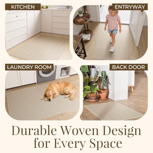 Atoping Ultra Thin Door Mat Indoor Entrance 24"*59", Non Slip Indoor Door Mat with Rubber Backing, W-Texture Low Profile Entryway Mat, Dirt Trapper Doormat for Inside Entry — view 7