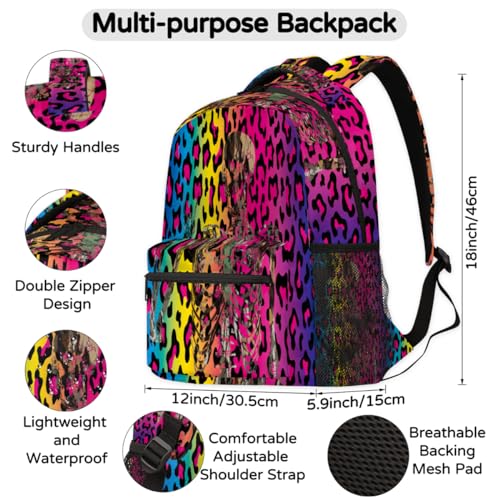 Sac à dos gothique léopard coloré idéal pour l'école et la rando - 2