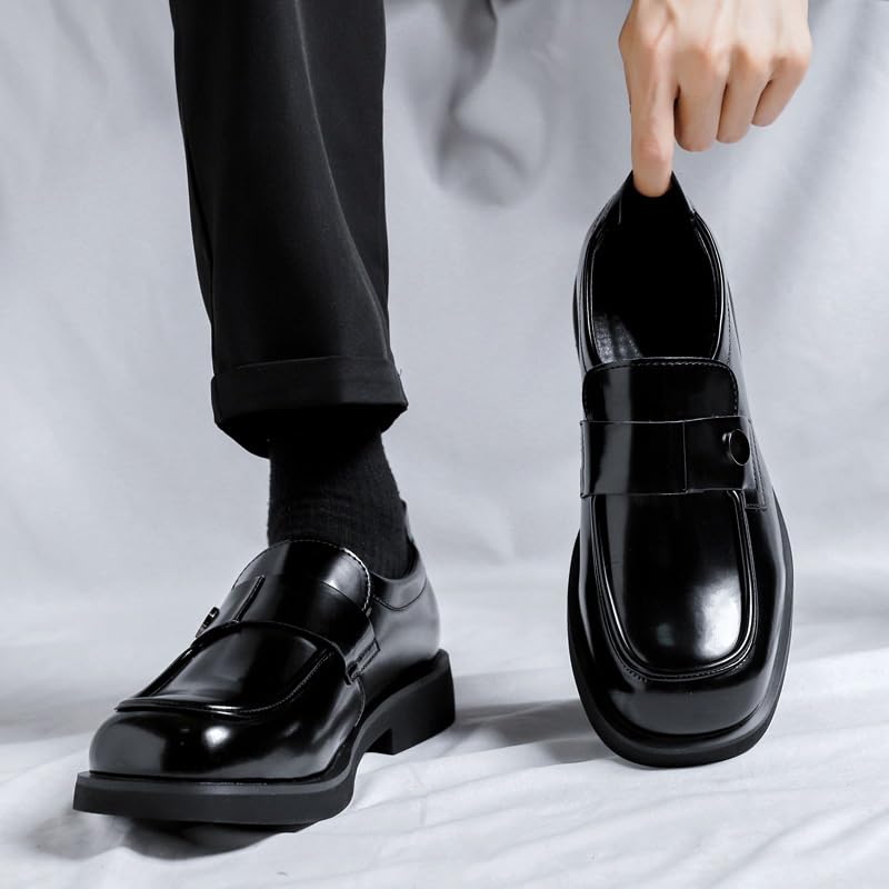 Men's Genuine Leather Platform Slip-On Loafers Men Comfortable Tuxedo Shoes Formal Derby Shoes3