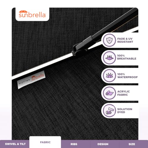 Image of Midtown Umbrellas LED Swilt - 8 Ft Solar LED Patio Umbrella Spectrum Carbon