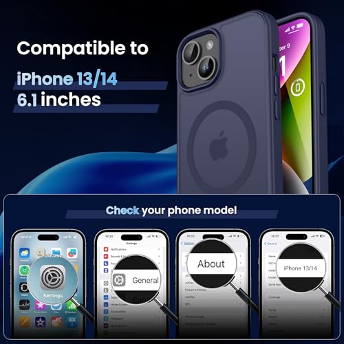 Image of CACOE Magnetic Case for iPhone 13 & iPhone 14 6.1 inch, Dark Blue