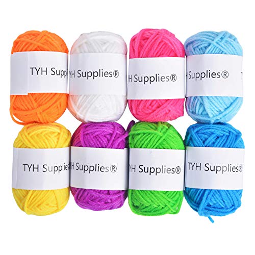 TYH Supplies 8 Skeins 44 Yard Acrylic Yarn Rainbow Colors - Perfect for Mini Knitting and Crochet Project