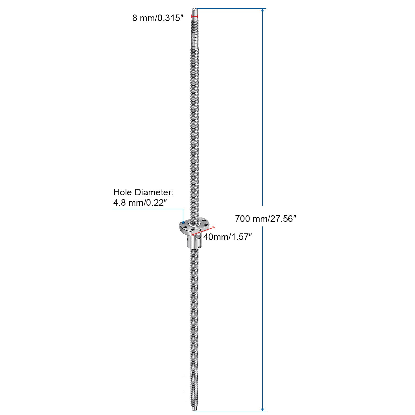 QUARKZMAN Kugelgewindetrieb SFU1204 (Durchmesser 12mm Steigung 4mm Länge 700mm) Mit Kugelgewindemutter Anti-Spiel Kugelgewindetrieb Set Standard Endbearbeitung Für BK/BF12 CNC Maschinenteile