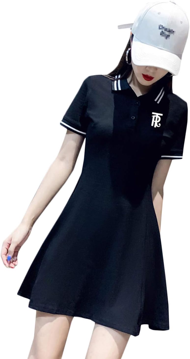 ラインリブポロシャツワンピース ゴルフウェア ゴルフワンピース