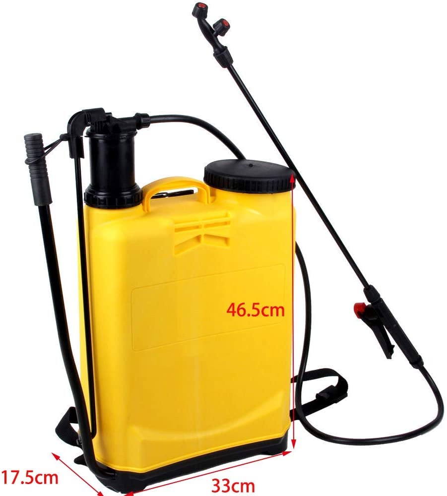 Spruzzatore da Giardino a Pressione, Nebulizzatore a Pressione,Spruzzatore Manuale a Zaino in Plastica 16L (Giallo)