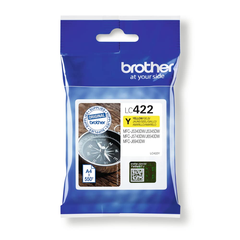 Brother Original Tintenpatrone LC-422Y Gelb für ca. 550 Seiten, für MFC-J5340DW, MFC-J5345DW, MFC-J5740DW, MFC-J6540DW, MFC-J6940DW