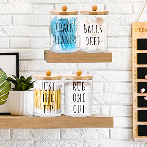 4 Pack Qtip Holder Apothecary Jars With Lids,10 Oz Clear Bathroom Organizer Storage, Containers For Cotton Ball, Cotton Swab, Cotton Round Pads And Floss, Bathroom Decor #TOP7
