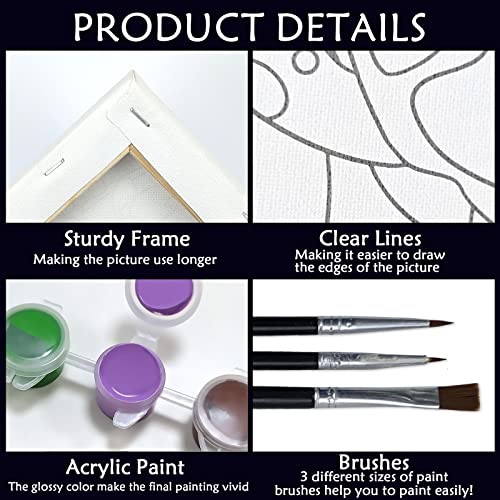 Nuberlic Canvas Painting Kit Pre Drawn Canvas for Painting for Adults Couples Paint and Sip Party Supplies Love Theme Couple DIY Date Night Activities Valentines Gift Pack of 1, 8x10 inch