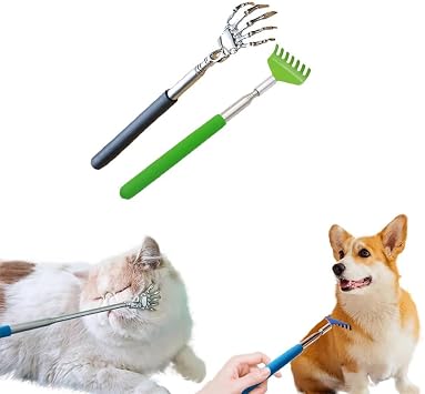 2PC Cat Comb Telescopic Teaser Wand Retractable Scratch Comb Tickle Handy Interactive Play Toy for Small Animal Rabbit Ferret Guinea Pig Dog Mixed