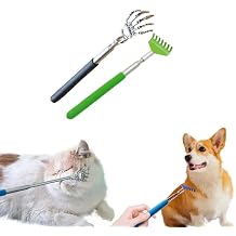 2PC Cat Comb Telescopic Teaser Wand Retractable Scratch Comb Tickle Handy Interactive Play Toy for Small Animal Rabbit Ferret Guinea Pig Dog Mixed