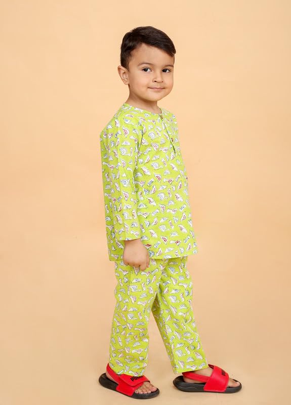 Image of Boys Cotton Night Suit | Jaipur Handblock Print Pajama Set for Kids | Boys Sleepwear | Kids Pajama Set | Baby & Toddler Sleep Suit | Combo Pack of 2