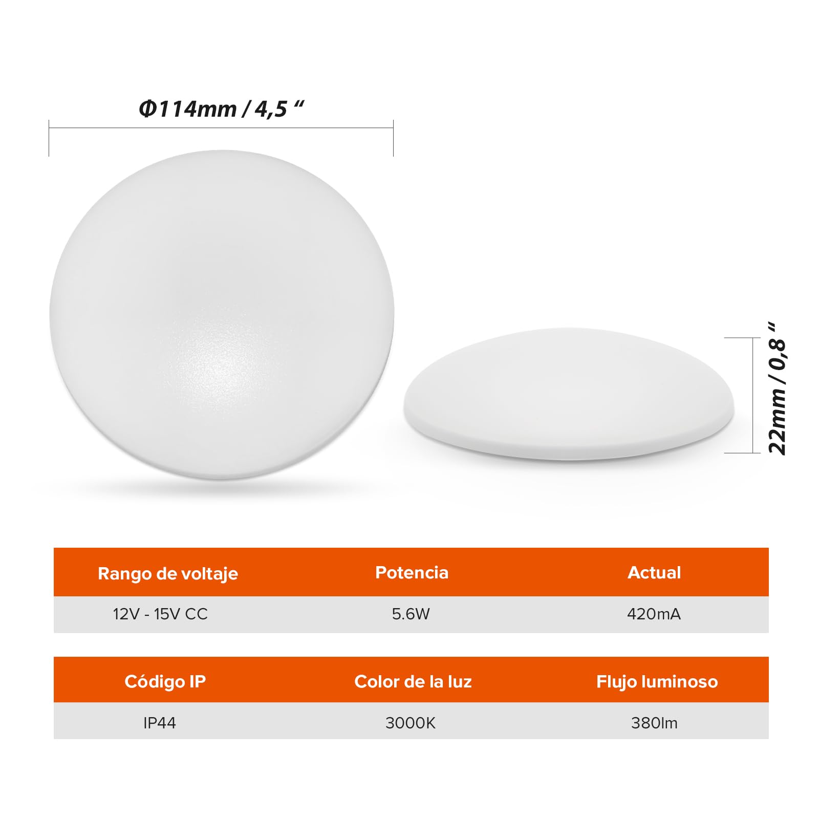 Dream Lighting Lámpara de Techo Autocaravana Luz Interior Casa Rodante Barco 12v Blanco Cálido