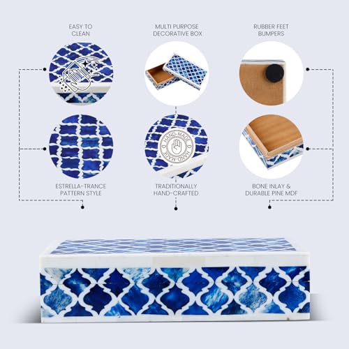 Image of Handicrafts Home Decorative Box - Handmade Jewelry Organizer Box with Lid - Keepsake Box for Home Decor, Jewelry, Accessories, Collectibles - Modern Wooden Storage Box - Classic, 10X6X2.5 inch