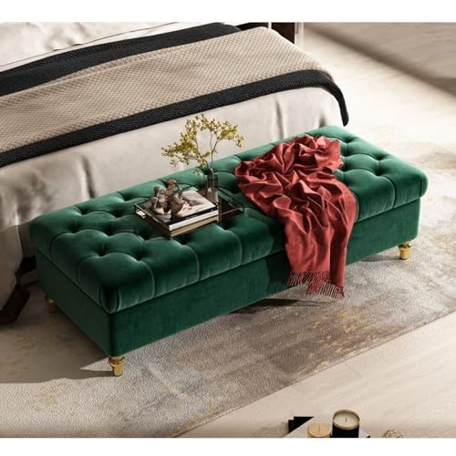 LIHDNGXM Banco De Almacenamiento Moderno Tapizado De Gran Capacidad, Otomana De Terciopelo para Pie De Cama, Banco Zapatero para Entrada, Reposapiés para Sala(J,90x40x45cm)