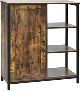 Multigot Industrial Storage Cabinet, Freestanding Buffet Sideboard with Adjustable Shelves & Door, Wooden Cupboard Bookcase for Kitchen Living Room Hallway