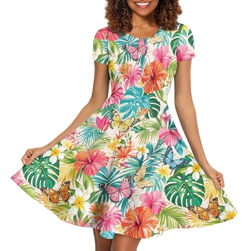 Image of Forchrinse Native Aztec Style Black White Geometric Women's Midi Dress Casual Long Dress Round Neck Swing Dress
