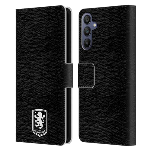 Coque Samsung Galaxy A15 Aston Villa, étui portefeuille cuir noir avec rangement cartes