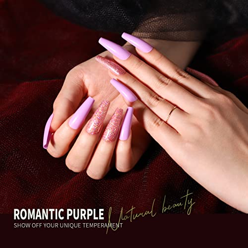 image for Teenitor Long Coffin Press On Nails, Full Cover Color Coffin Nail Tips