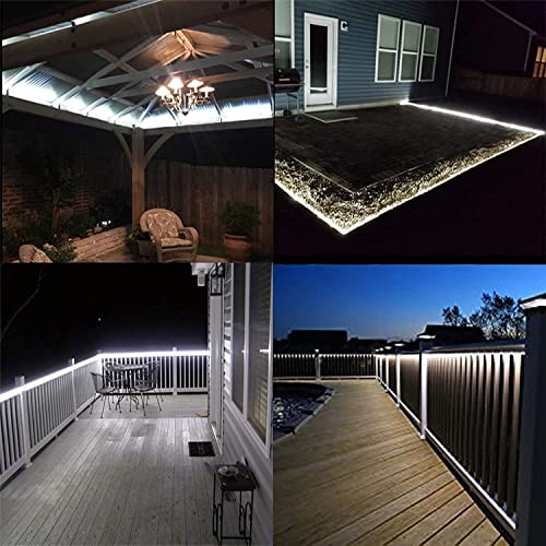 Solar Led Strip Lights Outdoor, 16.4Ft 280 Leds Led Strip Ip67 Waterproof, Cool White Led Lights With Remote Solar Panel Control Box, 2835 Smd Rope Lights For Garden Trees Christmas Party Decor #TOP5