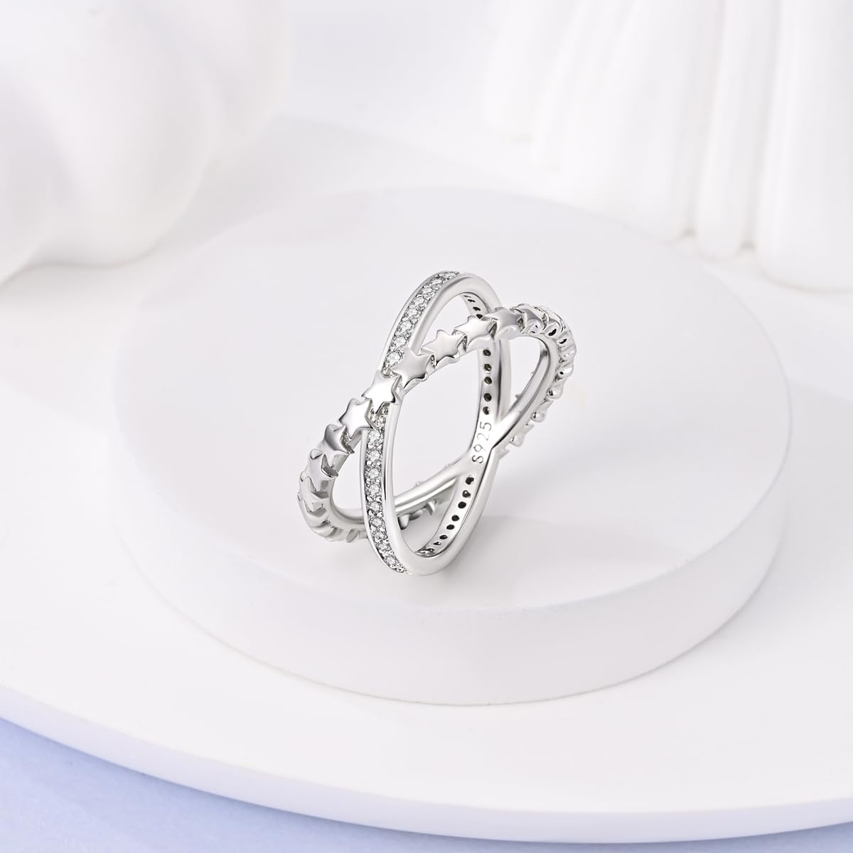 925 Sterling Silver Rings for Women | Elegant Dainty Hoop & Band Rings with 5A Cubic Zirconia | Daily Wear Jewelry with Gift Bag (Sizes 6-9) - Image 5