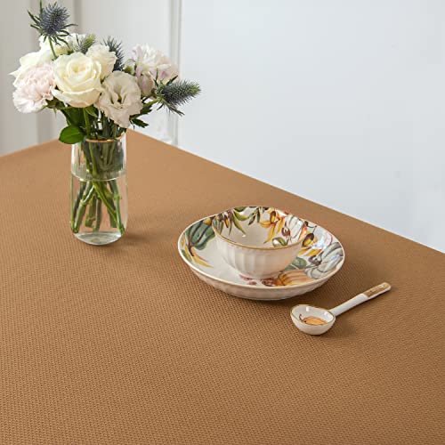 Image of maxmill Textured Rectangular Tablecloth Water Resistance Antiwrinkle Spillproof Soft Jacquard Table Cloth for Fall Harvest Thanksgiving Parties and Holiday Dinners, 60 x 104 Inch, Amber Bronze