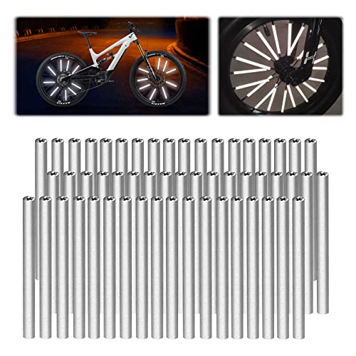 Yejahy 72 Pcs Bike Spoke Reflector 360° Visibility Tube Warning Strip | Bike Spoke Skins | Waterproof Bicycle Spoke Reflectors | For Night Cycling Riding (Silver) #TOP28