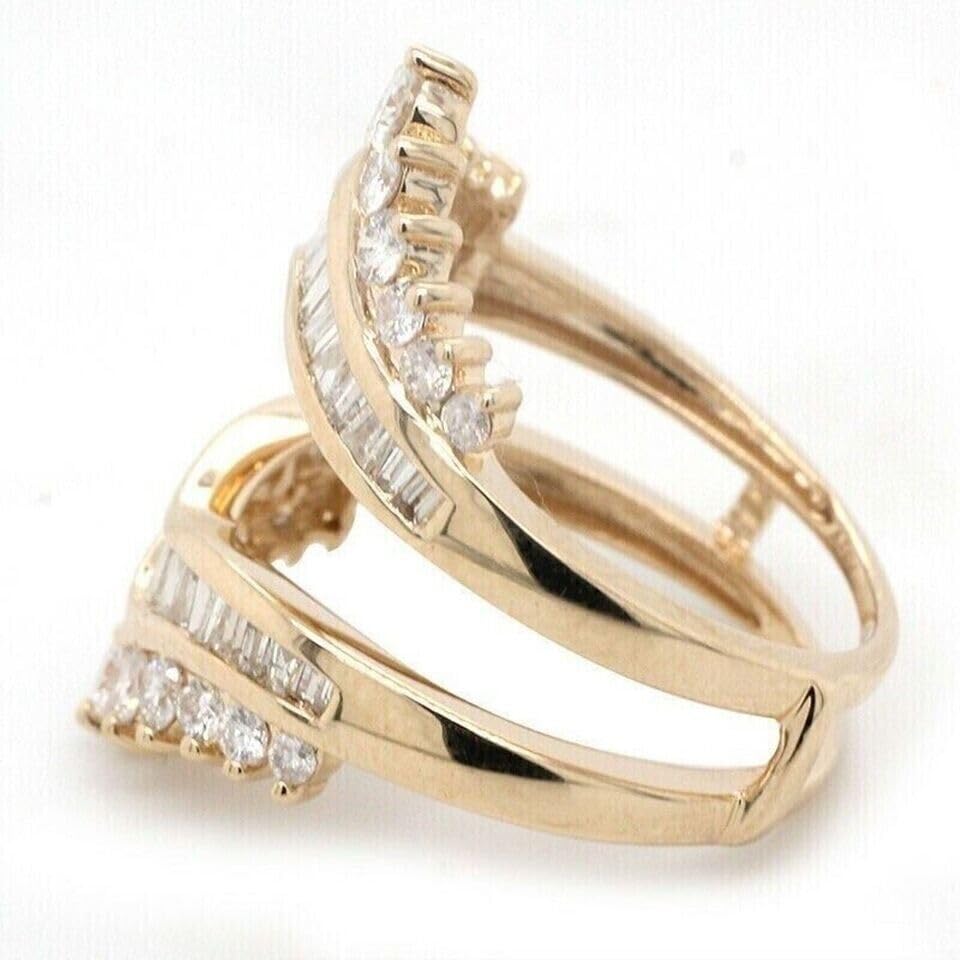 3Ct Lab Created Diamond Wedding Enhancer Wrap Guard Ring 14k Yellow Gold Finish 925 Silver3