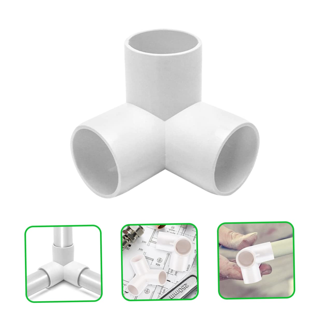 Hemobllo Raccordo a 3 Vie in Pvc Bianco, 12 Pezzi, Leggero e Resistente Agli Urti, per Scaffalature e Sistemi di Coltivazione senza Suolo