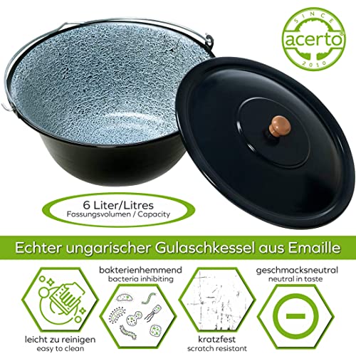 acerto 31786 originele Hongaarse goulashketel (6 liter) + driepoot frame (120 cm) * geëmailleerd * krasbestendig… - Image 6