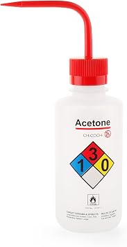 Acetone Wash Bottle, 1PC of Vol.500ml 17oz, Narrow Mouth, Self-Venting Safety Wash Bottle, LDPE Material, IN-WBA501