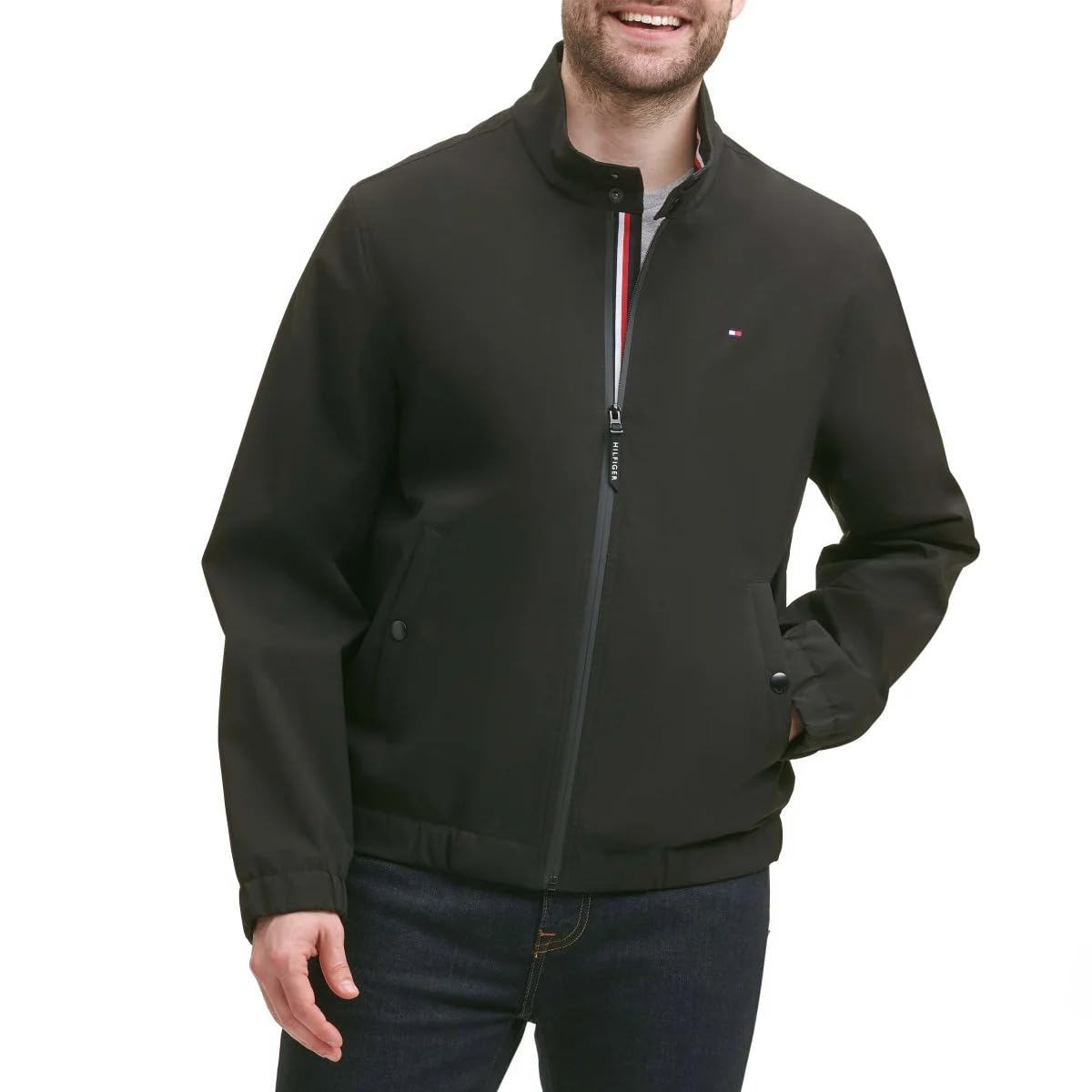Tommy Hilfiger Mens Water and Wind Resistant Stand Collar Bomber Jacket