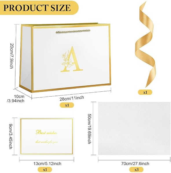 Vicloon Sacchetti Regalo Eleganti, 1pcs Sacchettini Borsa Regali Compleanno, Sacchetti Regalo in Carta con 3 Involucri e 1 Biglietti Perfetto per Compleanni e Anniversari (A) - 2