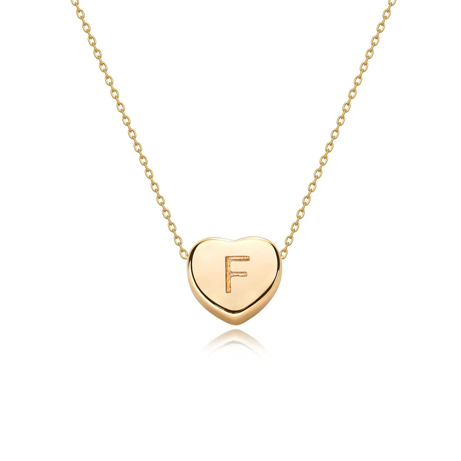 FetteroTiny Gold Initial Heart Necklace-14K Gold Filled Handmade Dainty Personalized Letter Heart Choker Necklace Gift for Women Necklace Jewelry