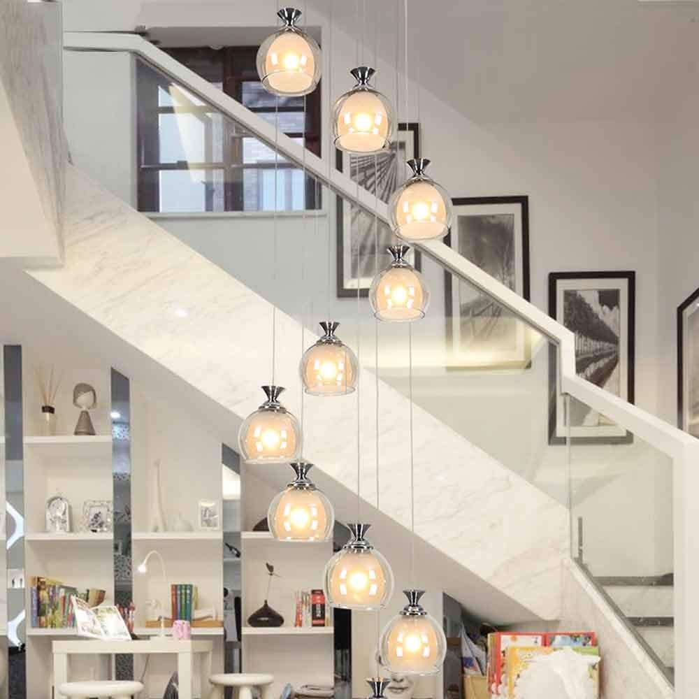 SXECAEPS Modern creative chandelier 40x200cm Staircase Long Villa Living Room Modern Simple Bedroom Creative Restaurant Double Glazed Lampshade (Size : B)