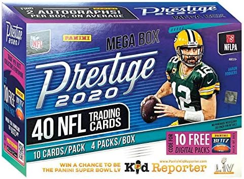 2020 Panini Prestige NFL Football MEGA box (40 cards incl. TWO Autograph cards/bx)